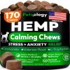 Hemp Calming Chews for Dogs 170 Dog Calming Chews Anxiety Relief Treats Advanced Stress Relief Separation Aid Barking Thunder Fireworks Melatonin Pet