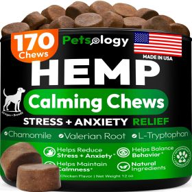 Hemp Calming Chews for Dogs 170 Dog Calming Chews Anxiety Relief Treats Advanced Stress Relief Separation Aid Barking Thunder Fireworks Melatonin Pet
