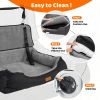 coral fleece Dog Booster Seat, Pet Travel Bed with Storage and clip-on leash, for Large Dogs 70 Lbs or 2 Medium/Small Dogs